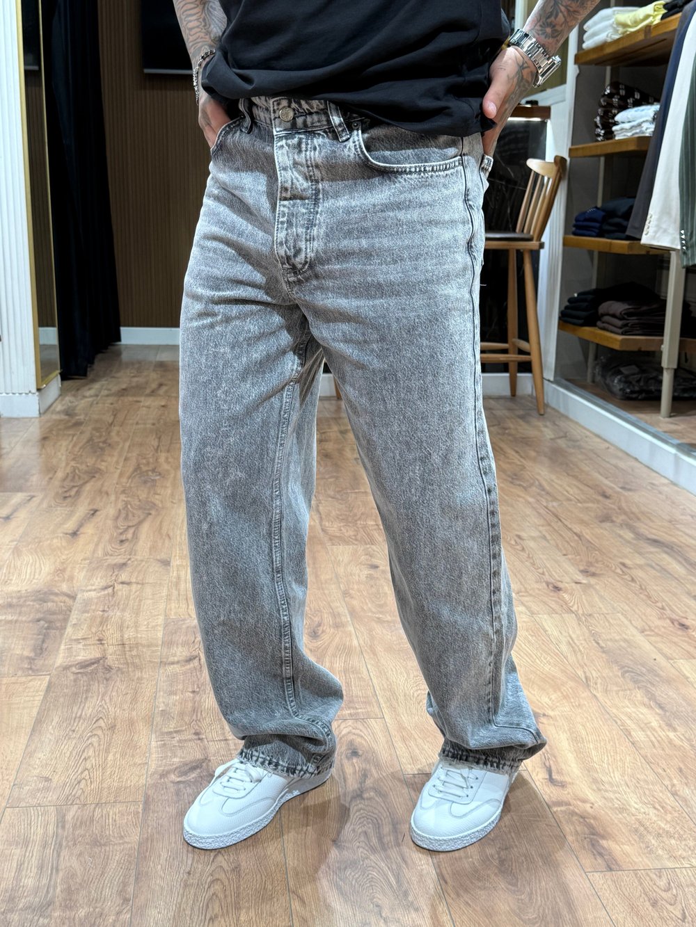 Legacy Gri Wide Fit Denim Pantolon BAGGY
