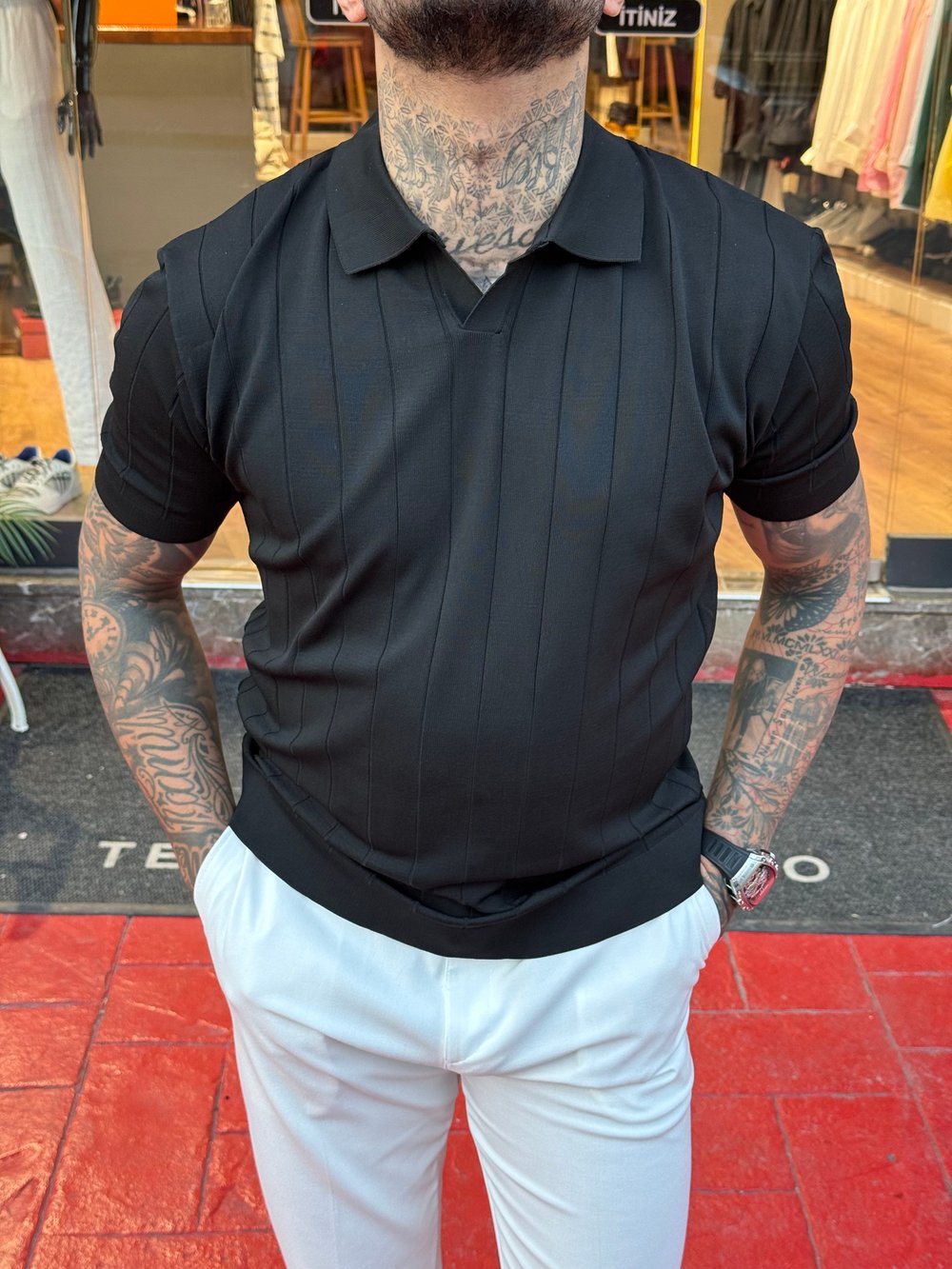 Luxury Siyah Polo Yaka