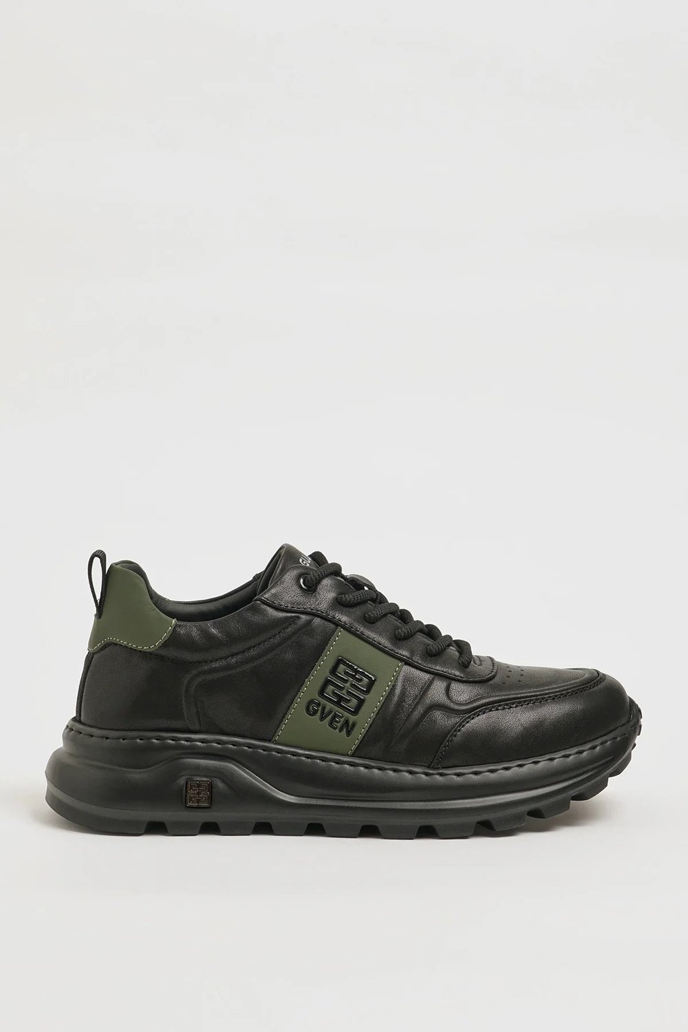 Milton Model İthal Taban Kombinasyonlu Deri Sneaker Ayakkabı - SİYAH