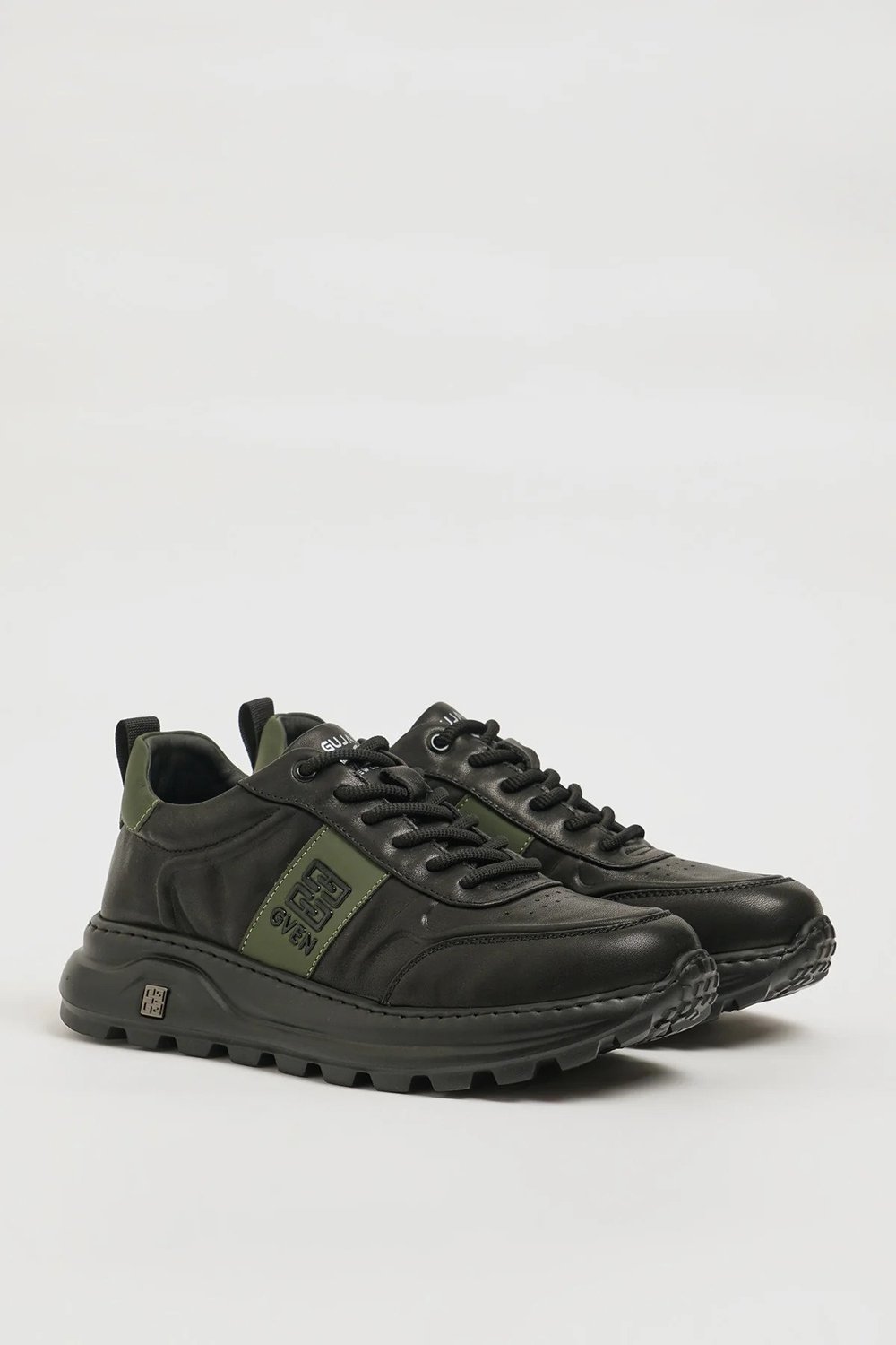 Milton Model İthal Taban Kombinasyonlu Deri Sneaker Ayakkabı - SİYAH