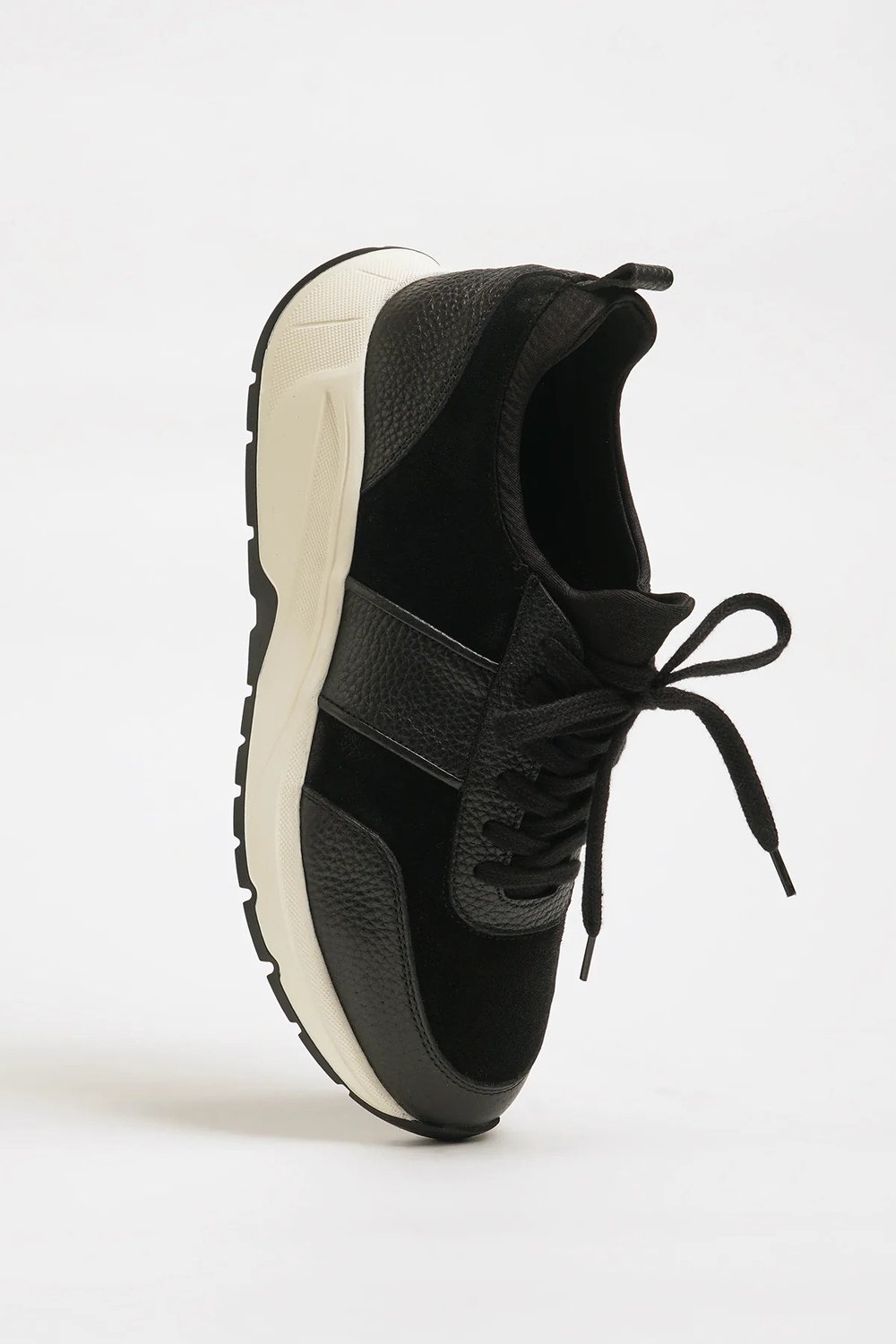 Morran Model Hakiki Kombinasyonlu Deri Sneaker Ayakkabı - SİYAH