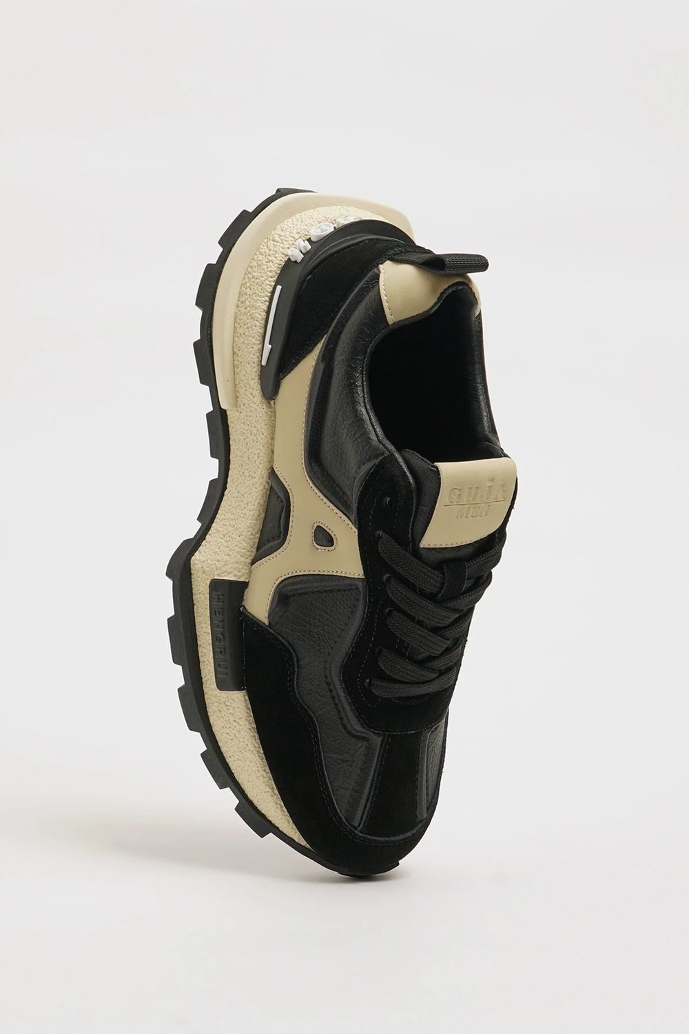 Oswin Model İthal Taban Kombinasyonlu Deri Sneaker Ayakkabı - SİYAH