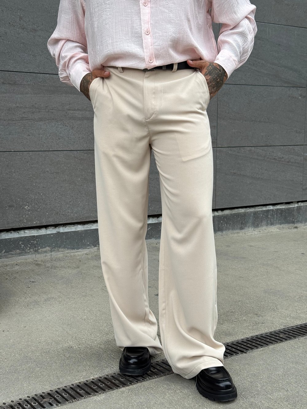 ÖZEL TASARIM ESPANYOL PAÇA BEJ KUMAŞ PANTALON