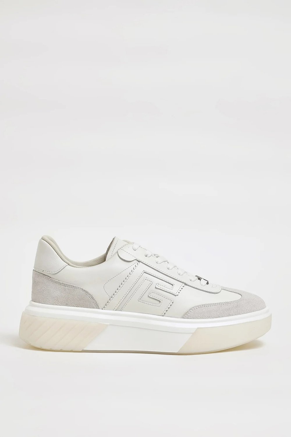 Potley Model Hakiki Kombinasyonlu Deri İthal Taban Sneaker Ayakkabı - BEYAZ