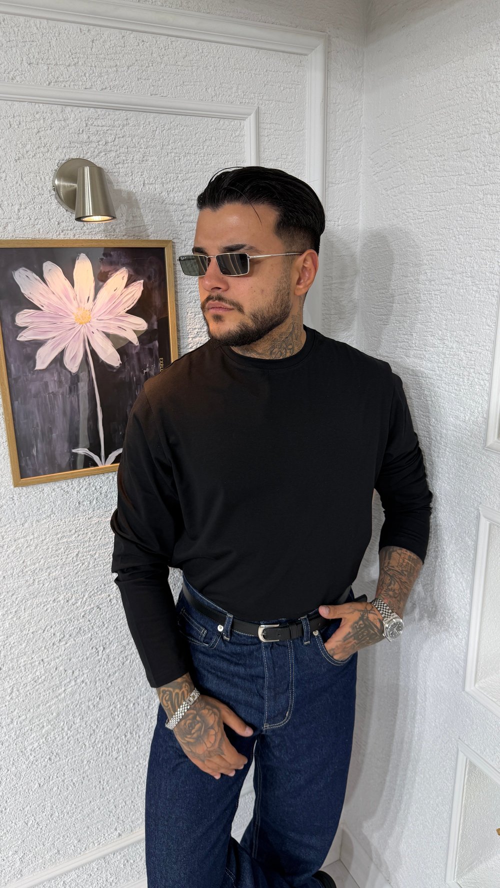 Premium Basic Siyah Bisiklet Yaka Sweatshirt