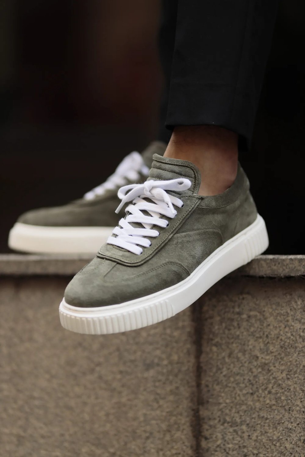 Ramus Model Kombinasyonlu Deri Eva Taban Sneaker Ayakkabı - HAKİ