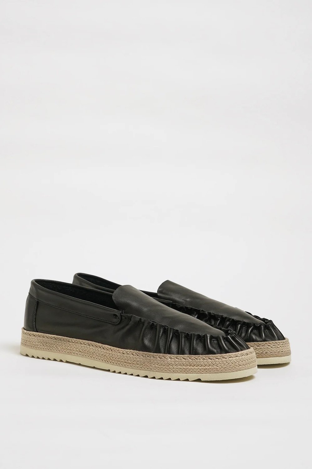 Ricardo Model Hakiki Natural Deri Hasır Taban Loafer Ayakkabı - SİYAH
