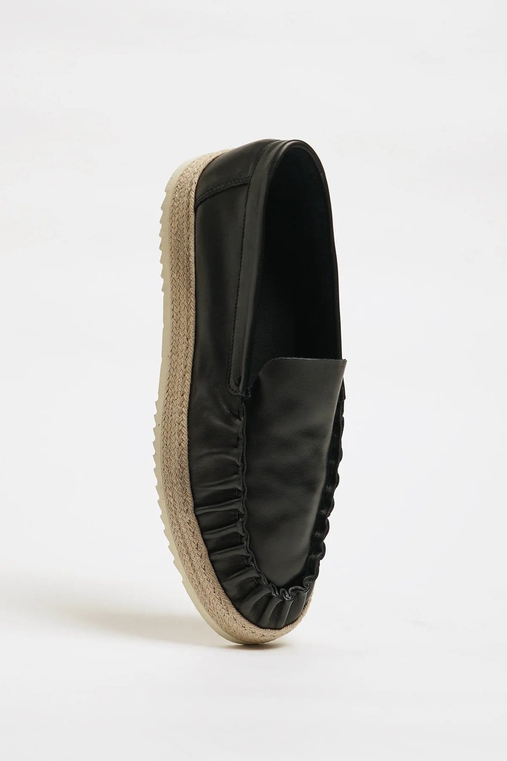Ricardo Model Hakiki Natural Deri Hasır Taban Loafer Ayakkabı - SİYAH