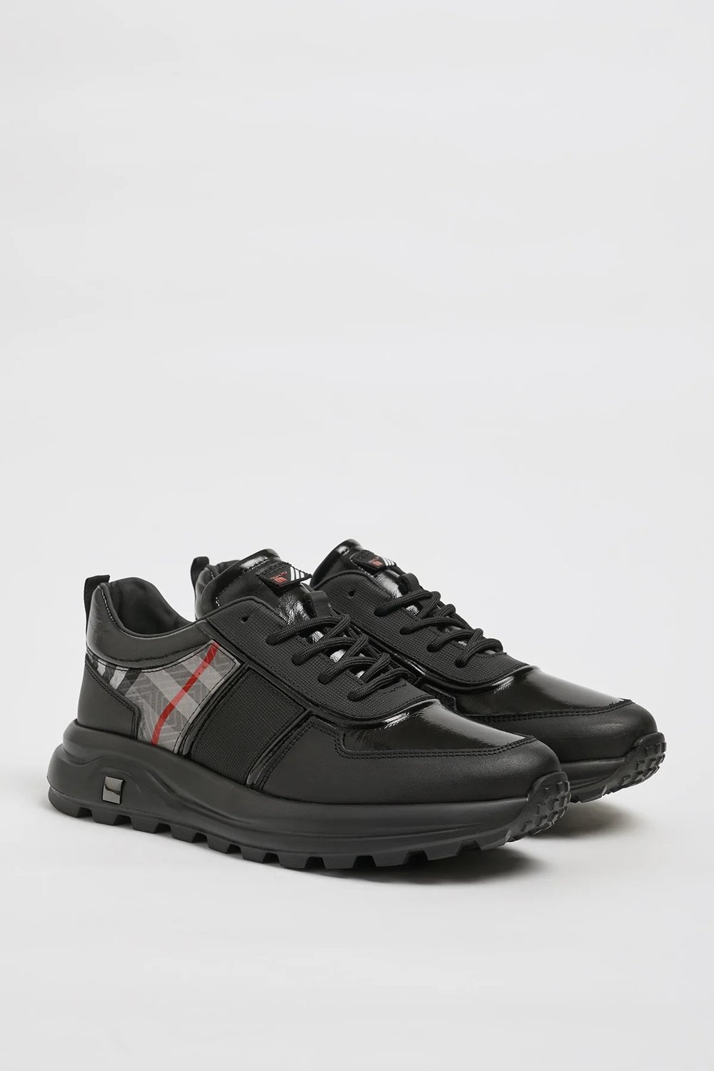 Sheldon Model Kombinasyonlu Deri İthal Taban Sneaker Ayakkabı - SİYAH