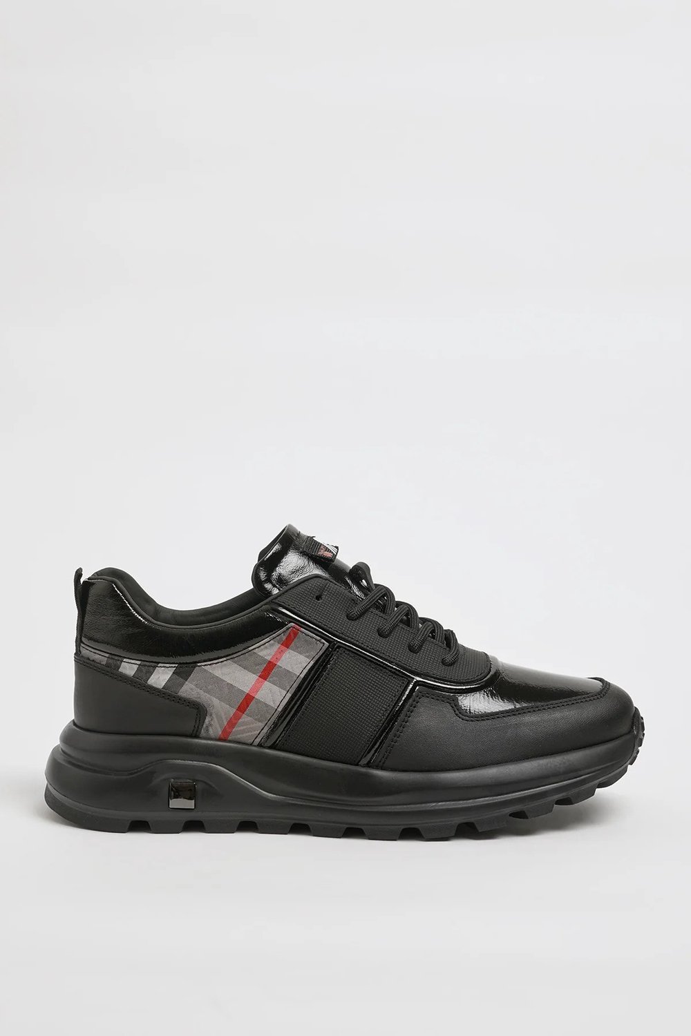 Sheldon Model Kombinasyonlu Deri İthal Taban Sneaker Ayakkabı - SİYAH