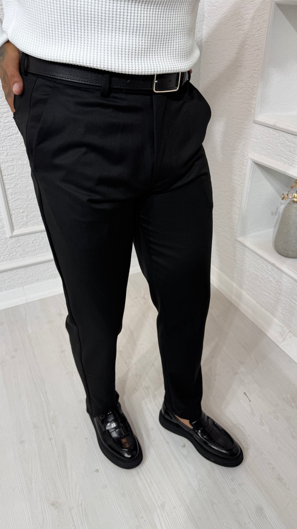 Siyah Slim Fit Klasik Kumaş Pantolon