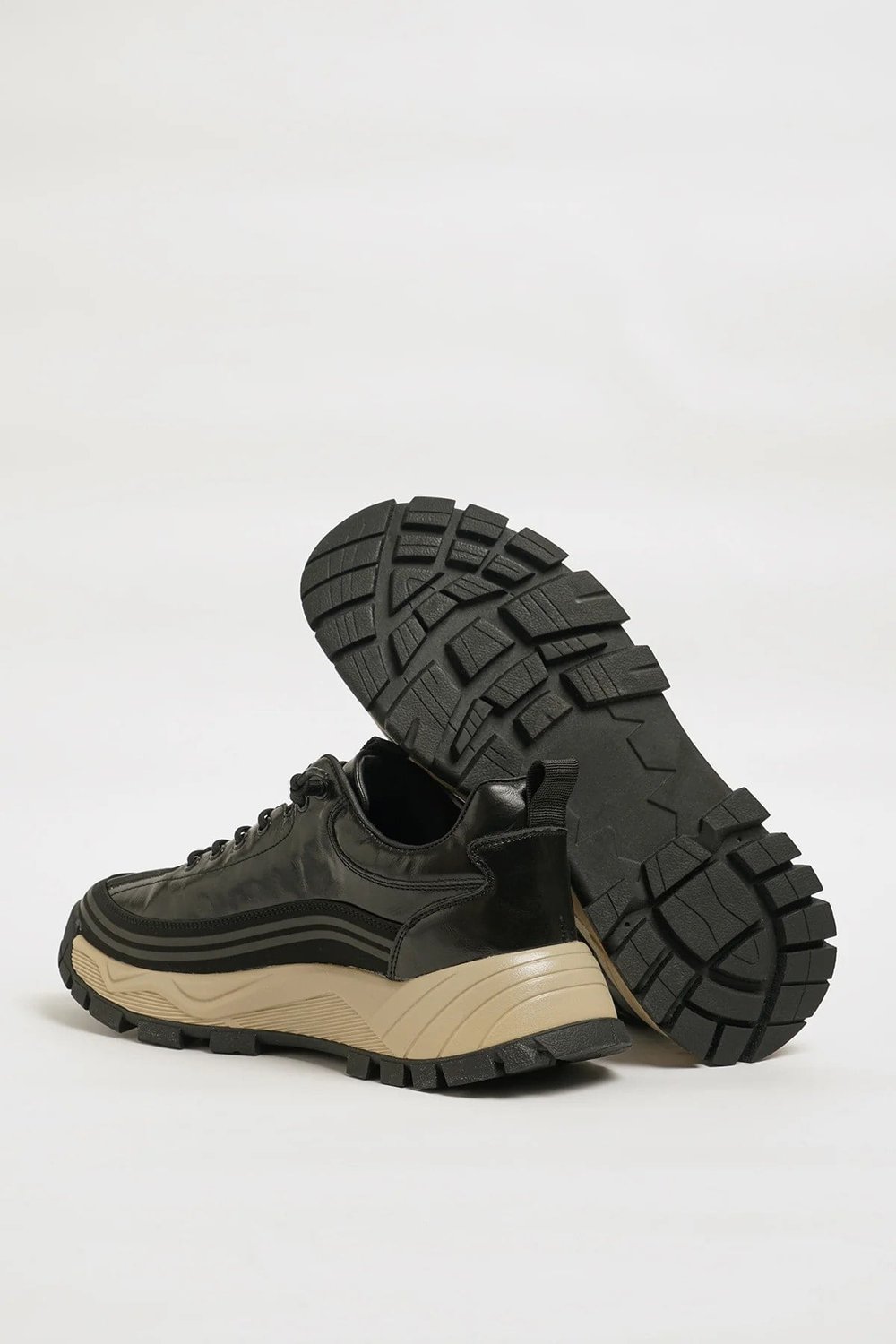 Spencer Model Kombinasyonlu Deri İthal Taban Sneaker Ayakkabı - SİYAH