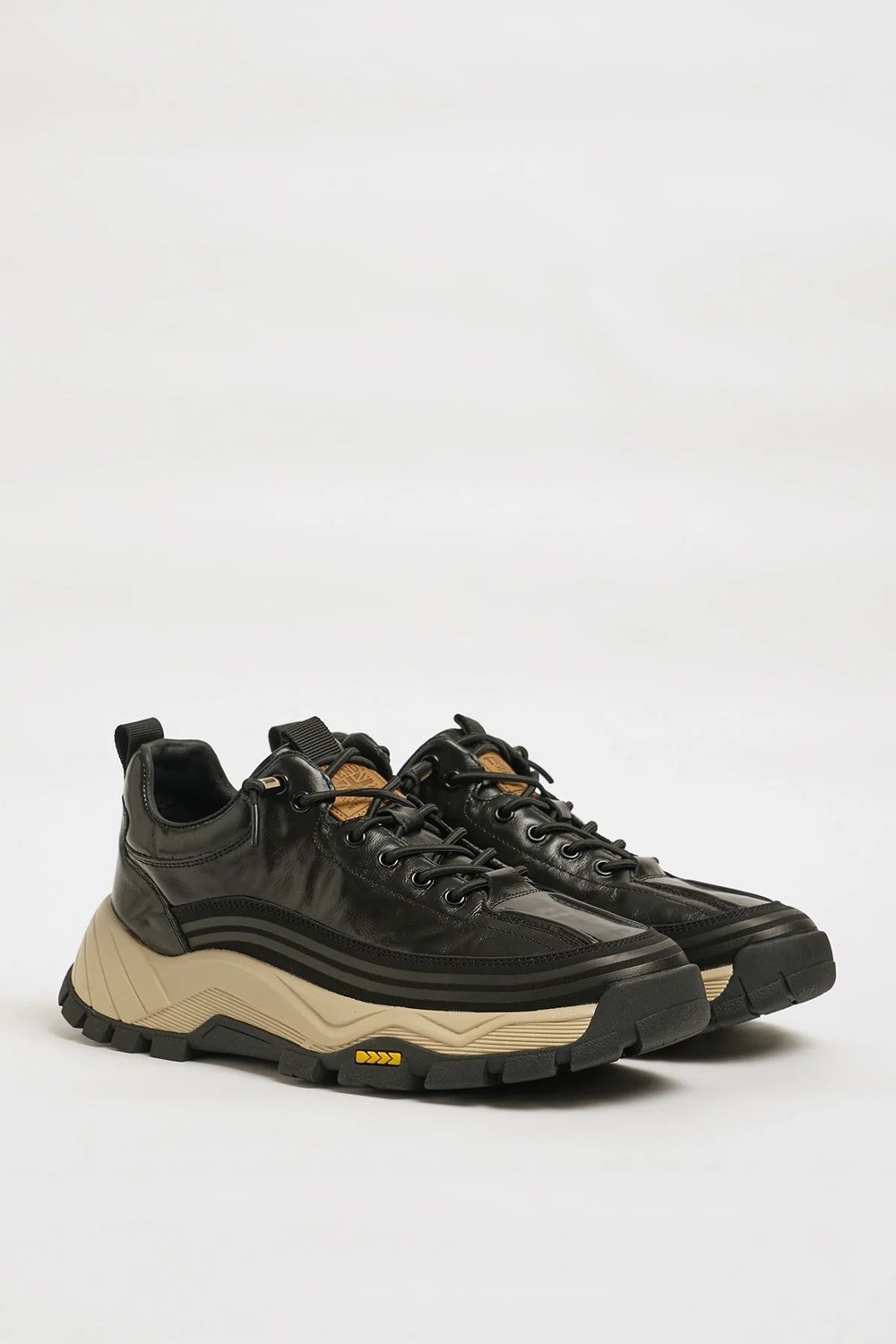 Spencer Model Kombinasyonlu Deri İthal Taban Sneaker Ayakkabı - SİYAH