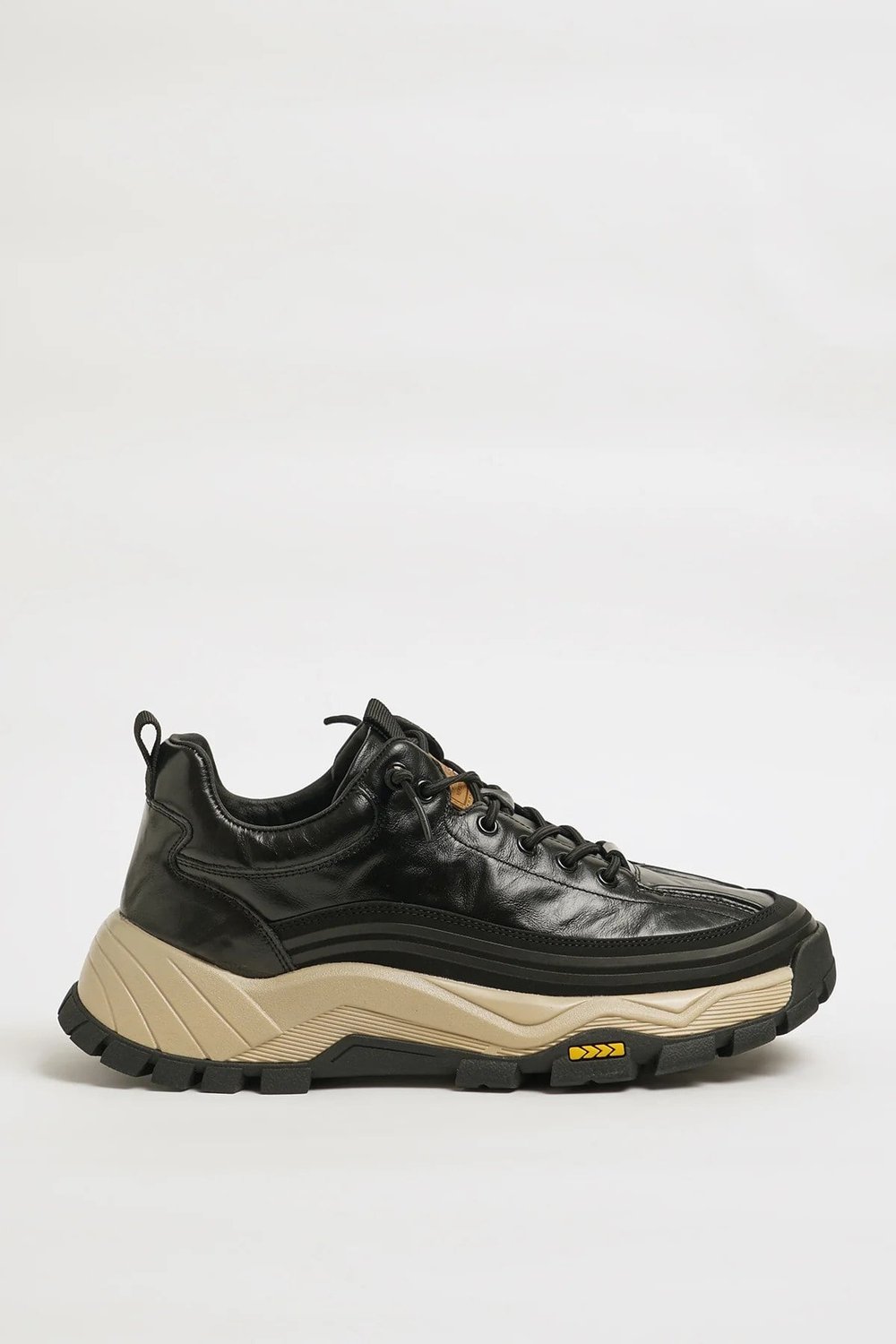 Spencer Model Kombinasyonlu Deri İthal Taban Sneaker Ayakkabı - SİYAH