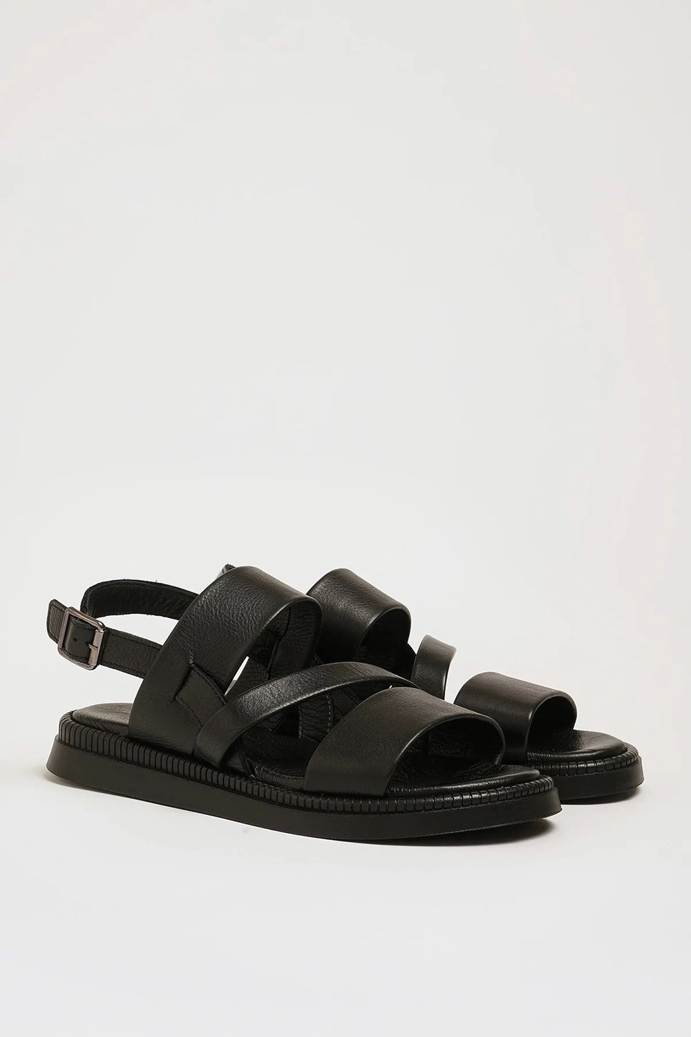 Tessa Model Hakiki Natural Deri İthal Taban Sandalet - SİYAH