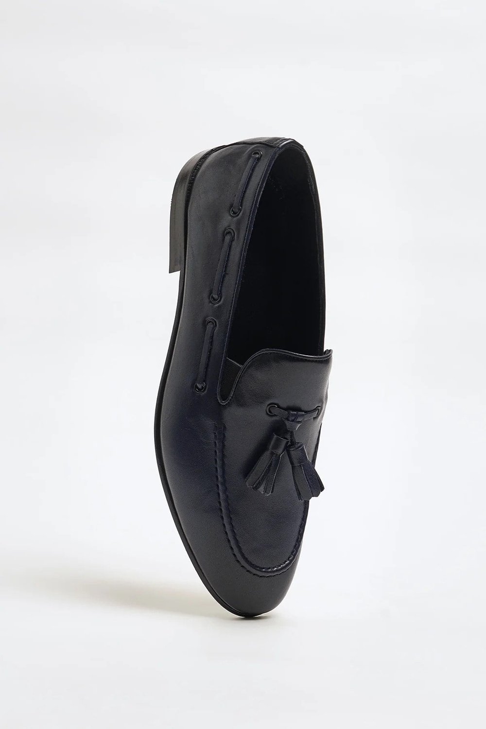 Tokyo Model Hakiki Natural Deri Kösele Taban Loafer Ayakkabı - LACİVERT