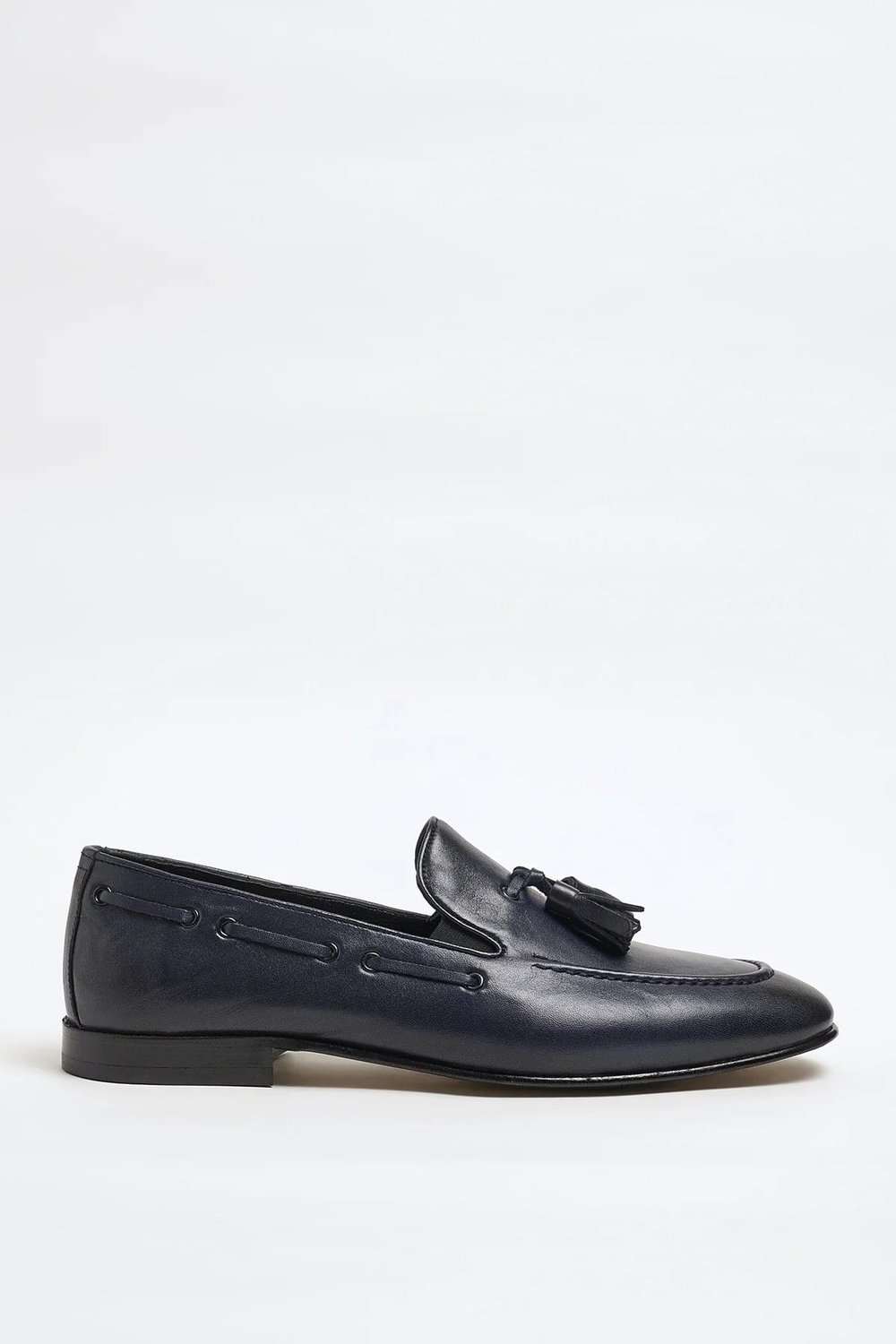 Tokyo Model Hakiki Natural Deri Kösele Taban Loafer Ayakkabı - LACİVERT