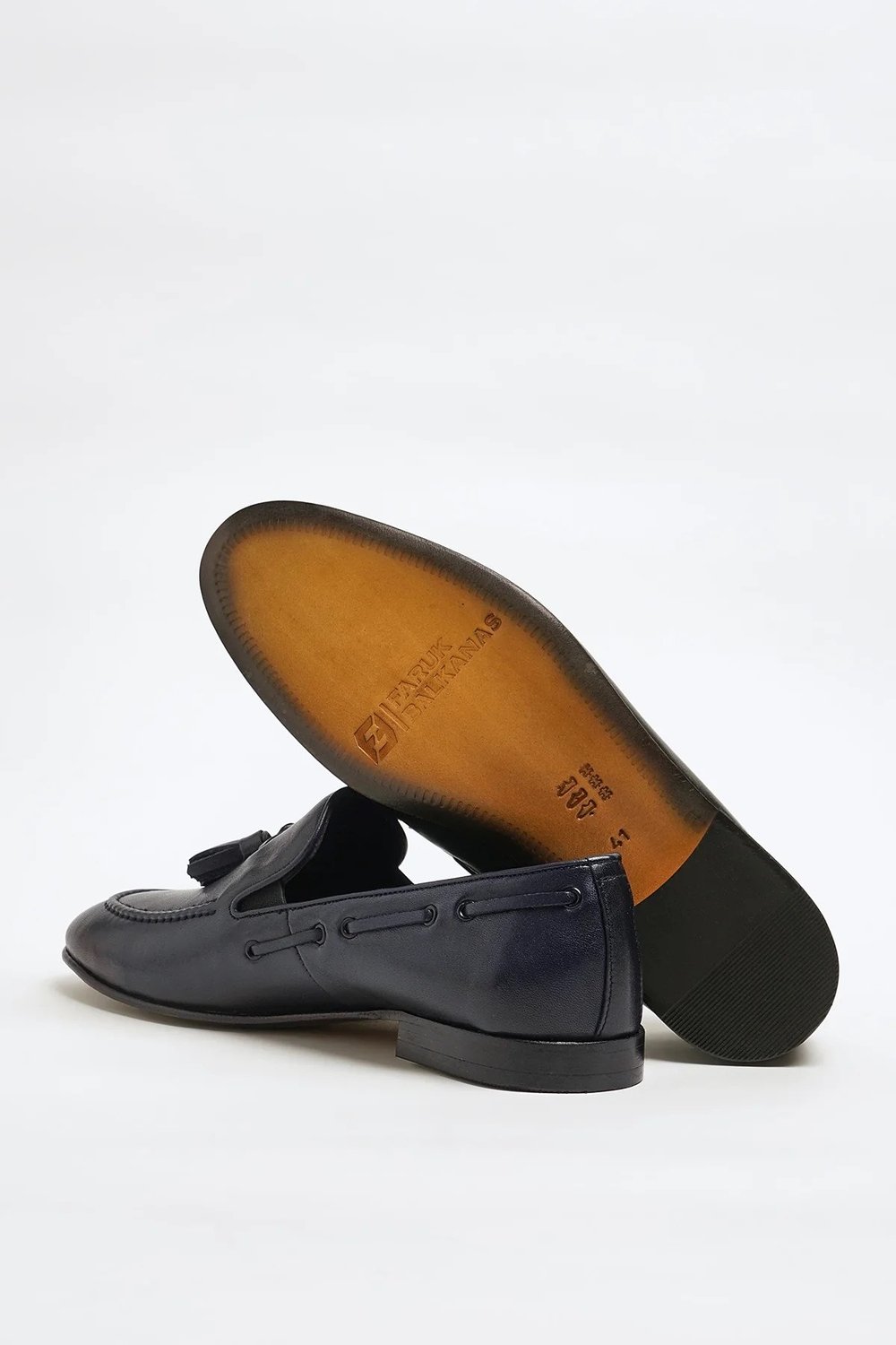 Tokyo Model Hakiki Natural Deri Kösele Taban Loafer Ayakkabı - LACİVERT