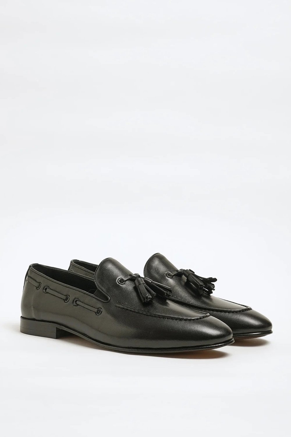 Tokyo Model Hakiki Natural Deri Kösele Taban Loafer Ayakkabı - SİYAH