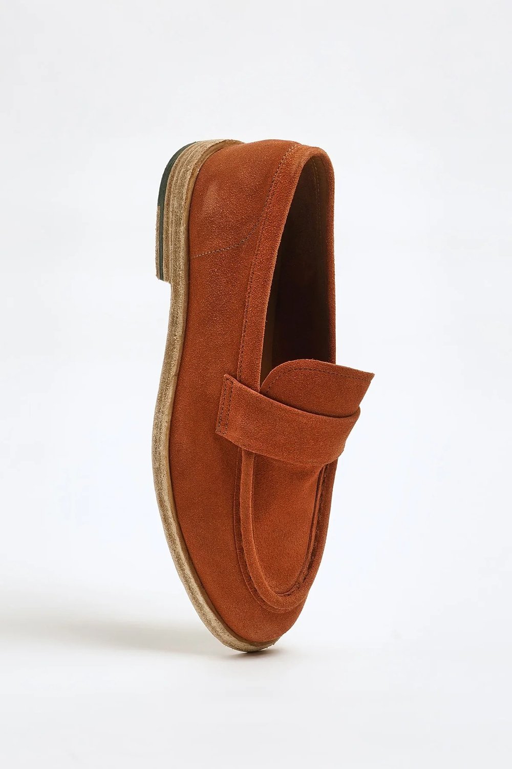 Tony Model Hakiki Süet Deri Kösele Taban Loafer Ayakkabı - KİREMİT