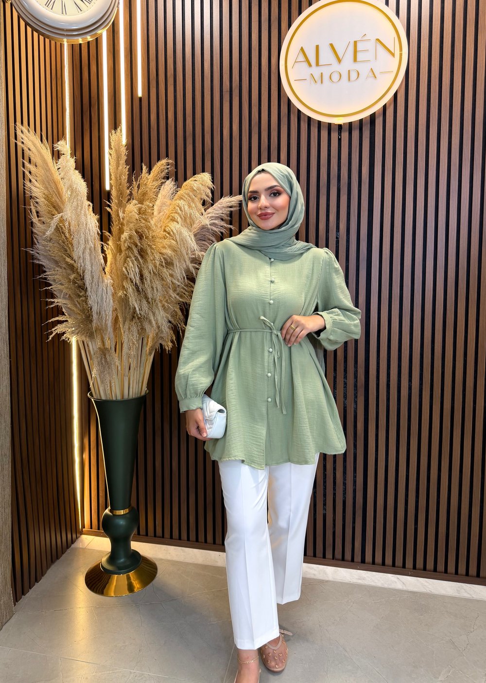 Arel Müslin Kumaş Tunik | Mint