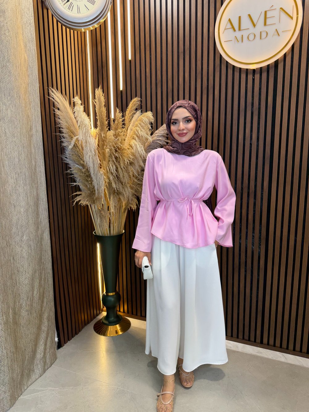 Rena Cepli Bol Paça Pantolon | Beyaz