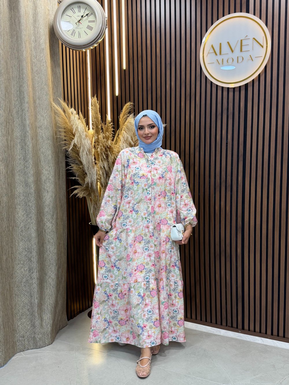 Reya Modal Desenli Salaş Elbise | Flower Mix