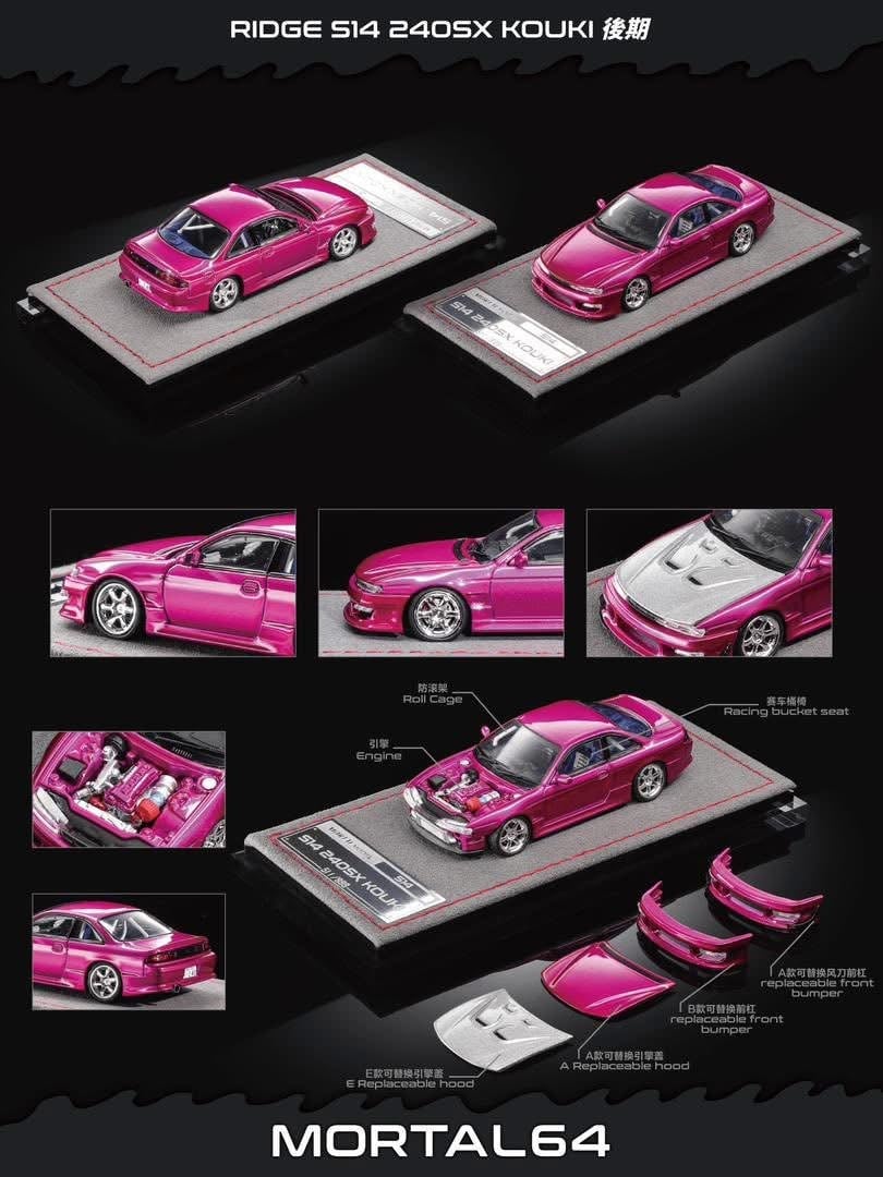 Mortal Model 1/64 Nissan Silvia S14 240sx Kouki Pink