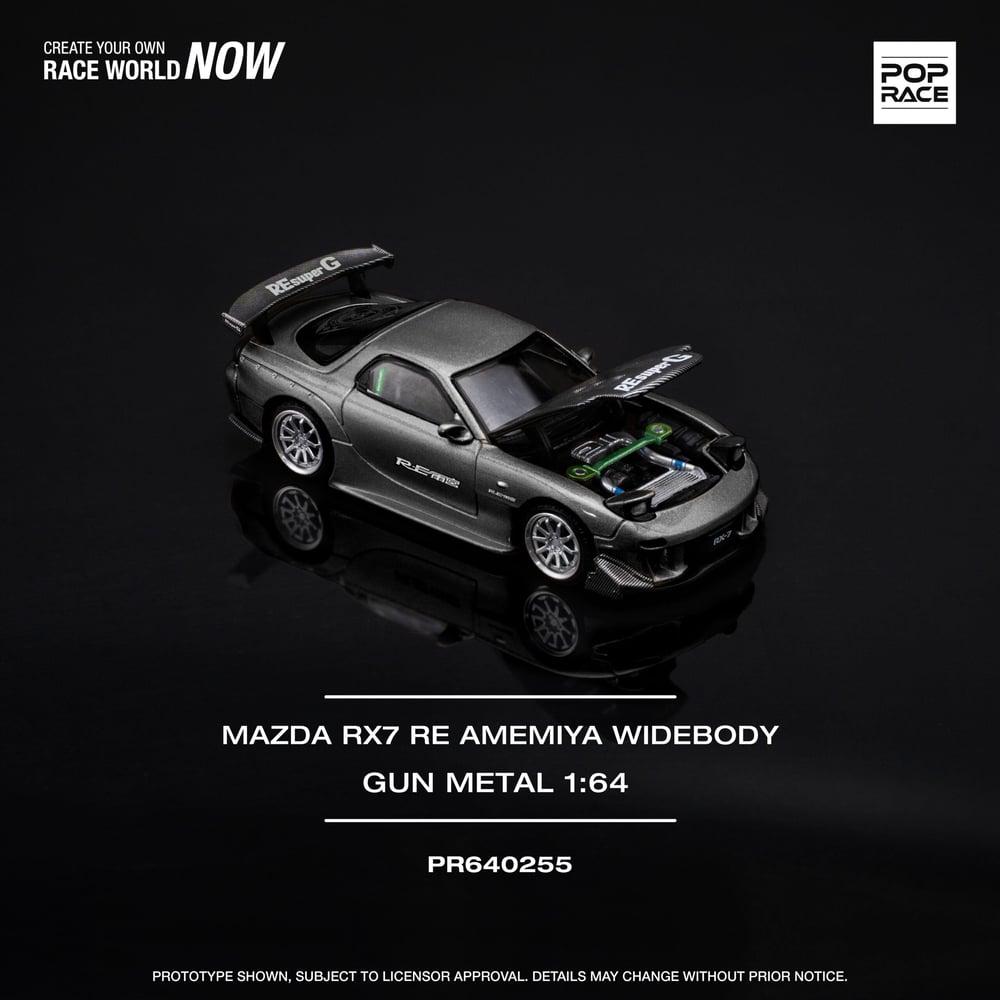 Pop Race 1/64 Mazda Rx-7 RE Amemiya Widebody Gun Metal