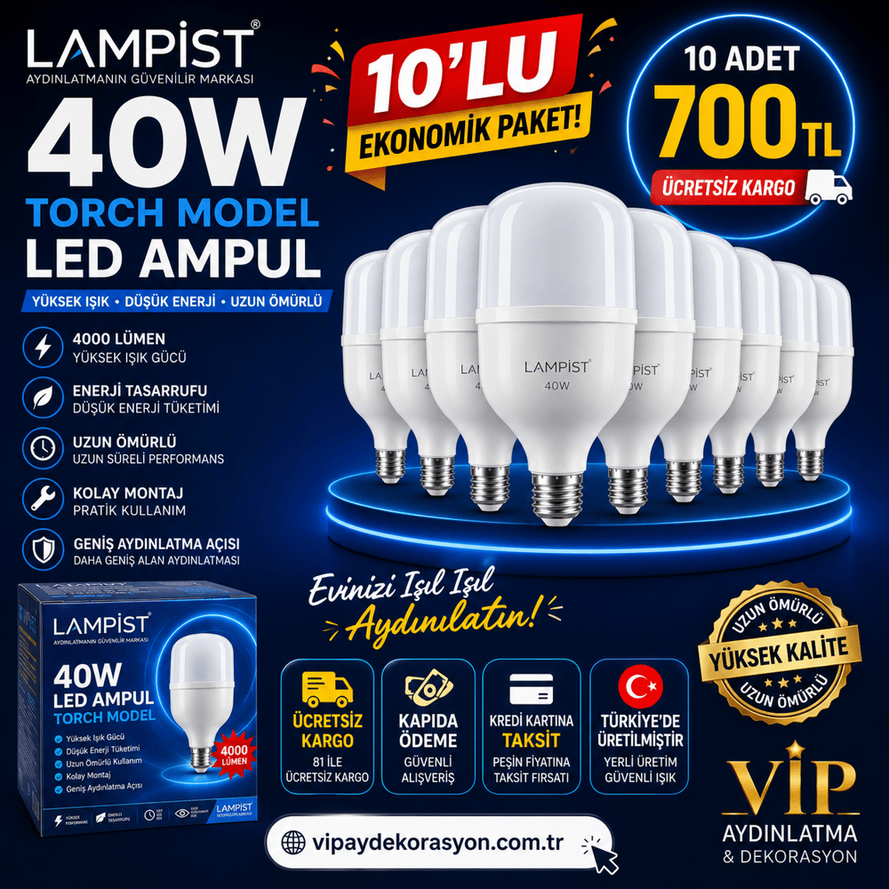 Vip Aydınlatma / Lampist 40w Torch Led Ampul 10'lu Ekonomik Paket