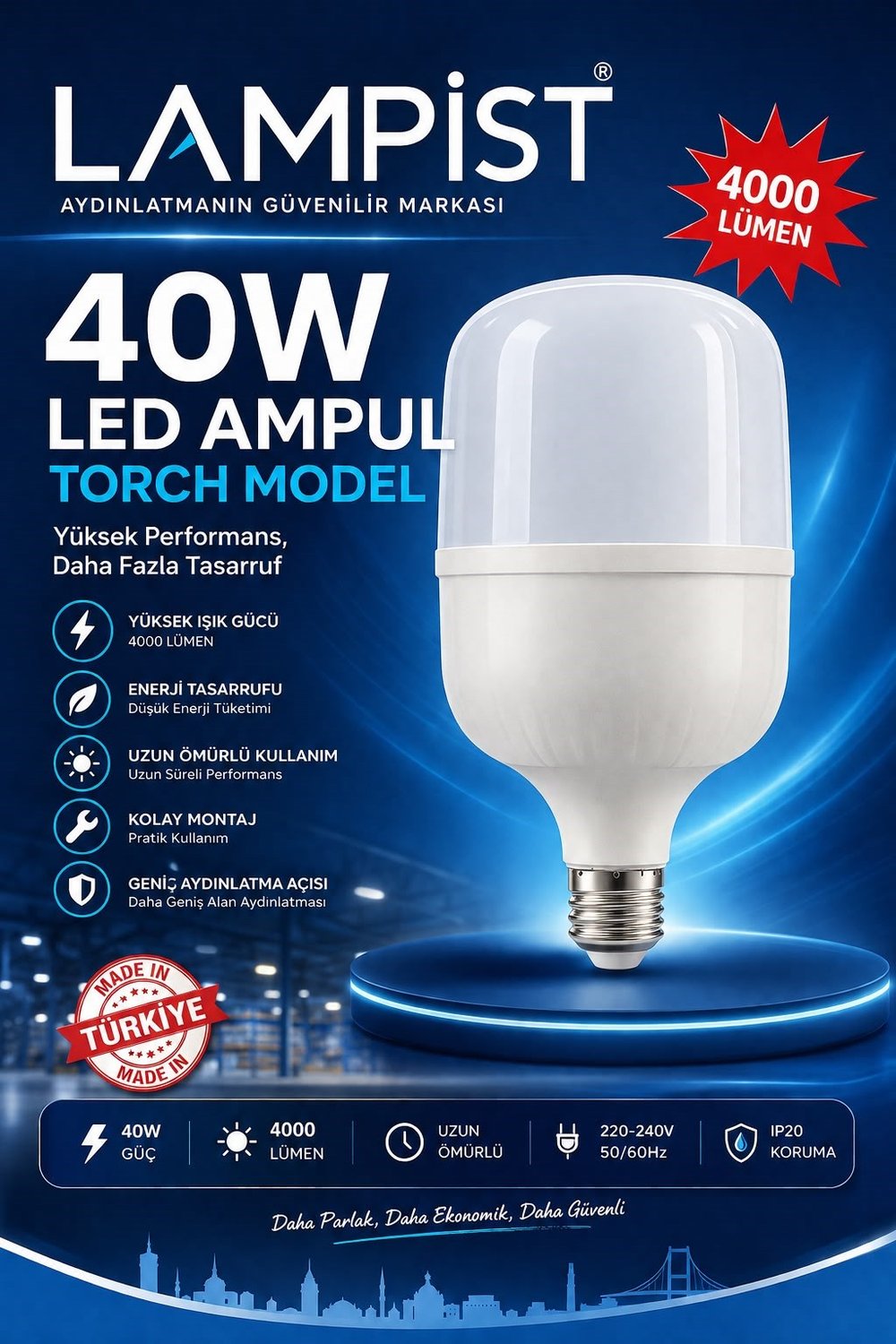 Vip Aydınlatma / Lampist 40w Torch Led Ampul