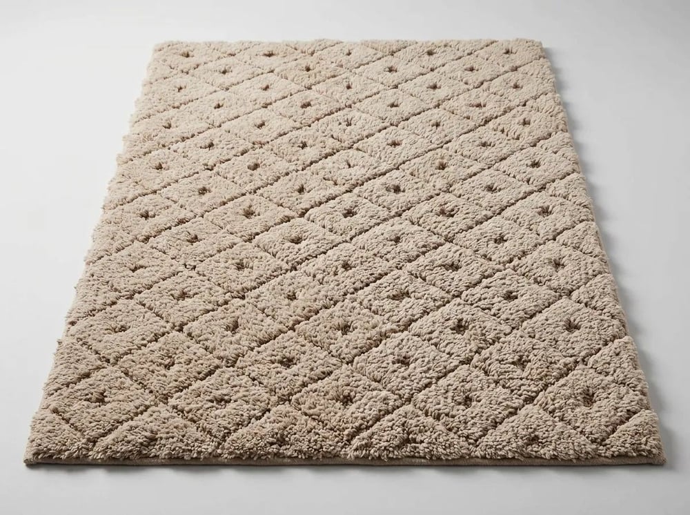 %100 Pamuk 2'li Banyo Paspas Takımı 60x100 cm ve 50x60 cm Yüksek Emici Çiftli Banyo Seti - Vizon