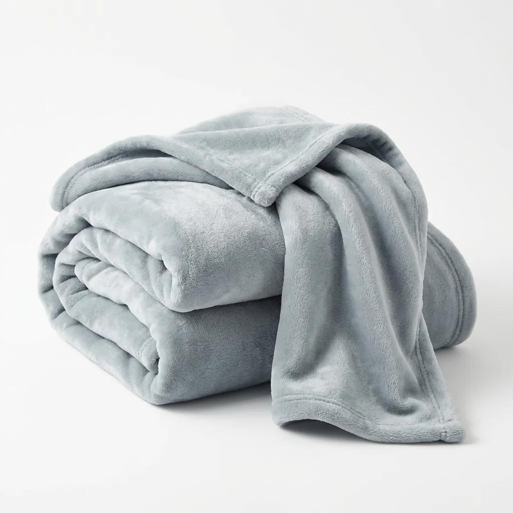Angel Home Çift Kişilik Well-Soft Battaniye - 200x220 cm Tüy Vermez Düz Buz Mavisi