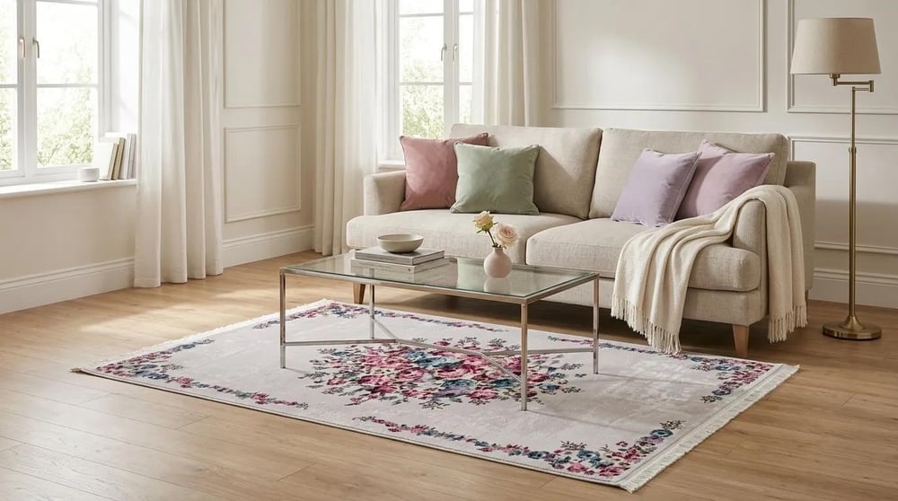 Angel Home Dijital Baskılı Deri Taban Kaymaz Halı - Makinede Yıkanabilir Hafif Modern Kilim Mira Serisi - 5