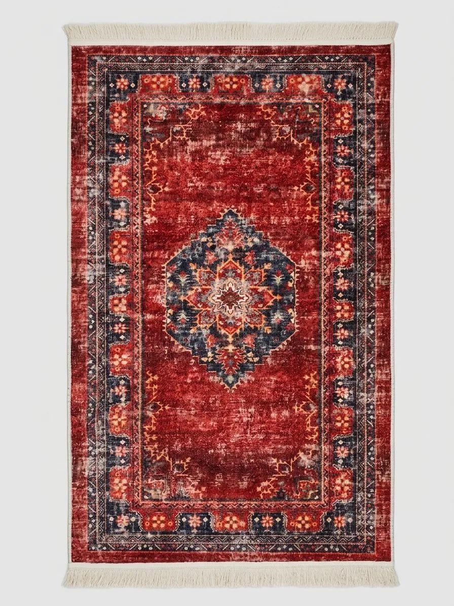Angel Home Dijital Baskılı Deri Taban Kaymaz Halı - Makinede Yıkanabilir Hafif Modern Kilim Mira Serisi -1