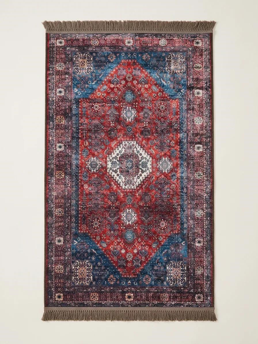 Angel Home Dijital Baskılı Deri Taban Kaymaz Halı - Makinede Yıkanabilir Hafif Modern Kilim Mira Serisi -2