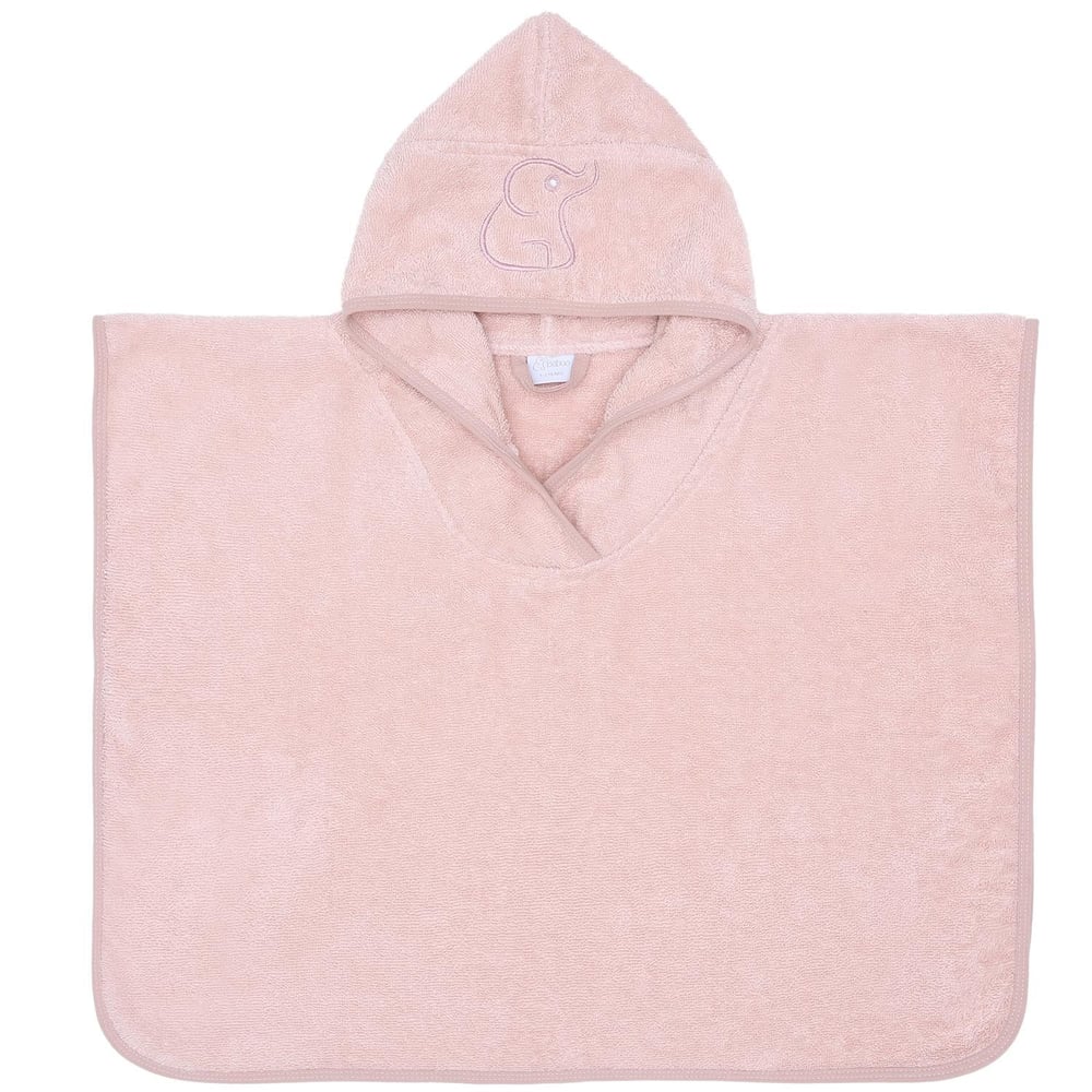 Baboo Fil Nakışlı Kapüşonlu Pembe Bebek Panço Havlu