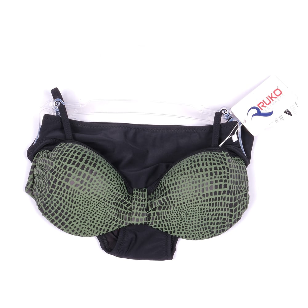 Ruko Geometrik Desenli Bikini Takımı Haki-Siyah