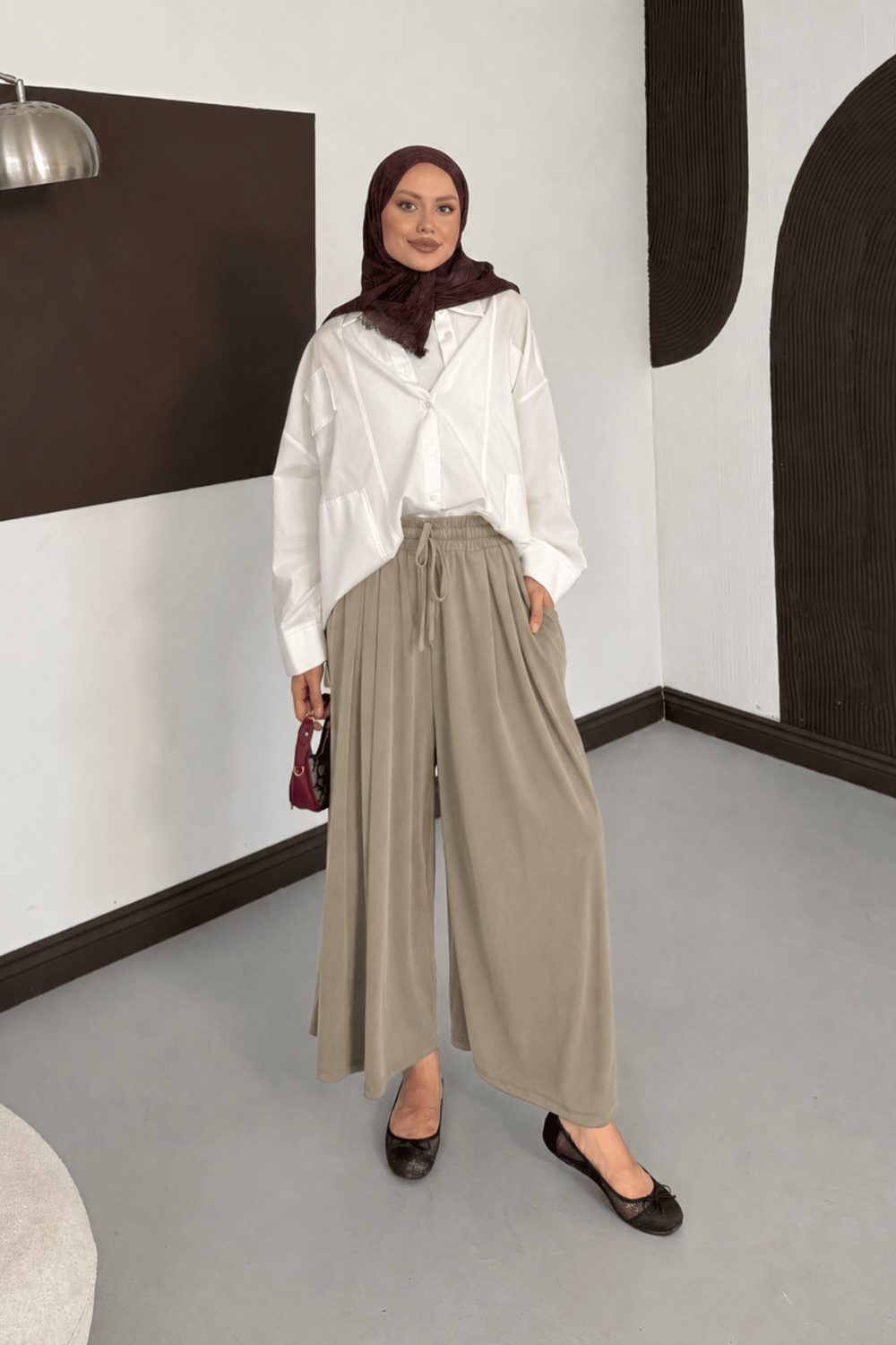 Lina Oysho Etek Görünümlü Pantolon - Haki