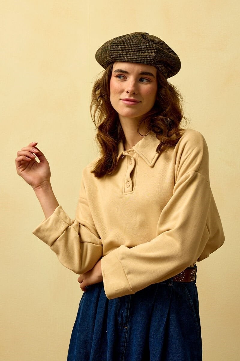 Bej Polo Yaka Crop