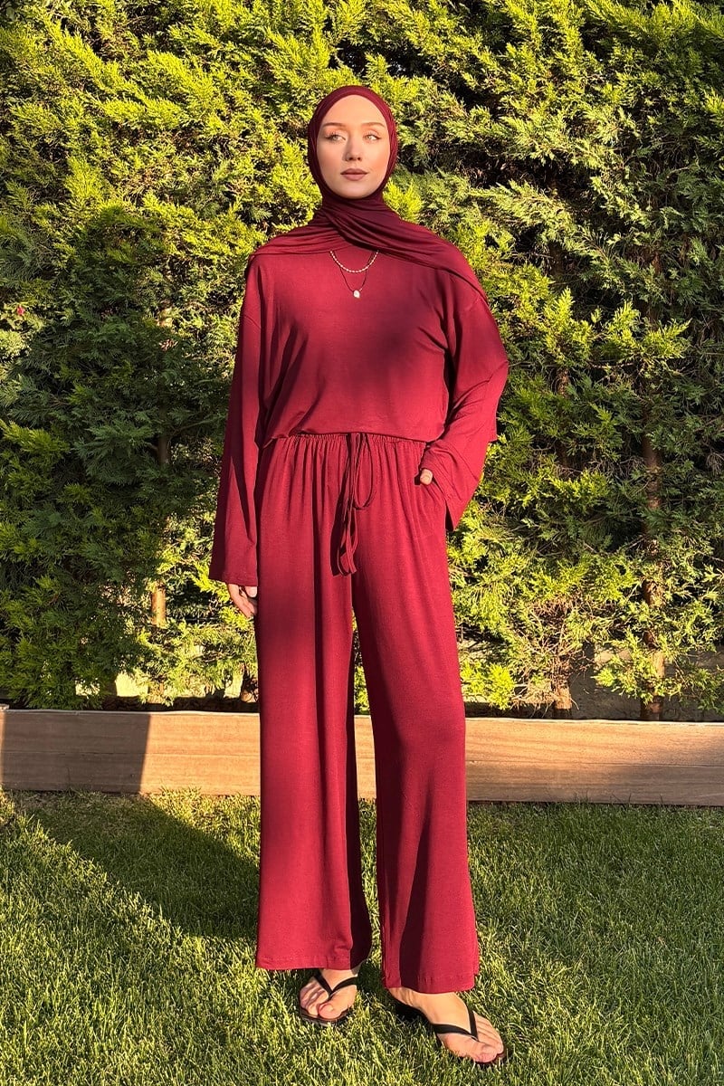 Bordo Viskon Pantolon