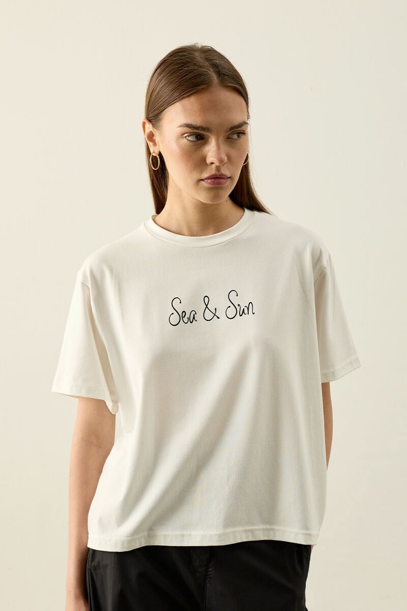 Ekru Sea & Sun Kısa Kol Body