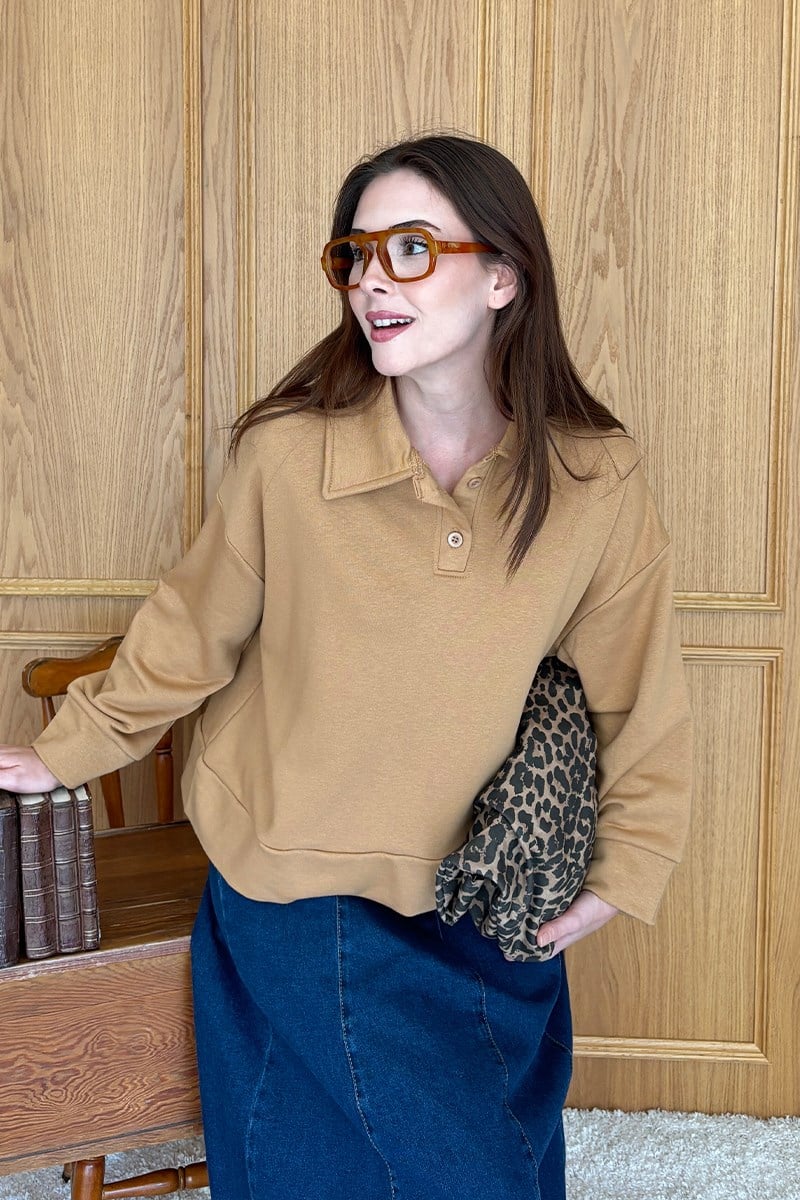Karamel Polo Yaka Crop
