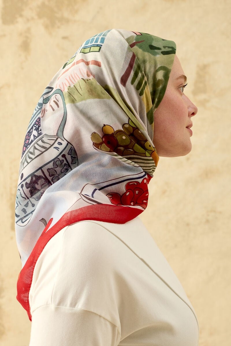 Kiraz Dalı Pamuk Eşarp