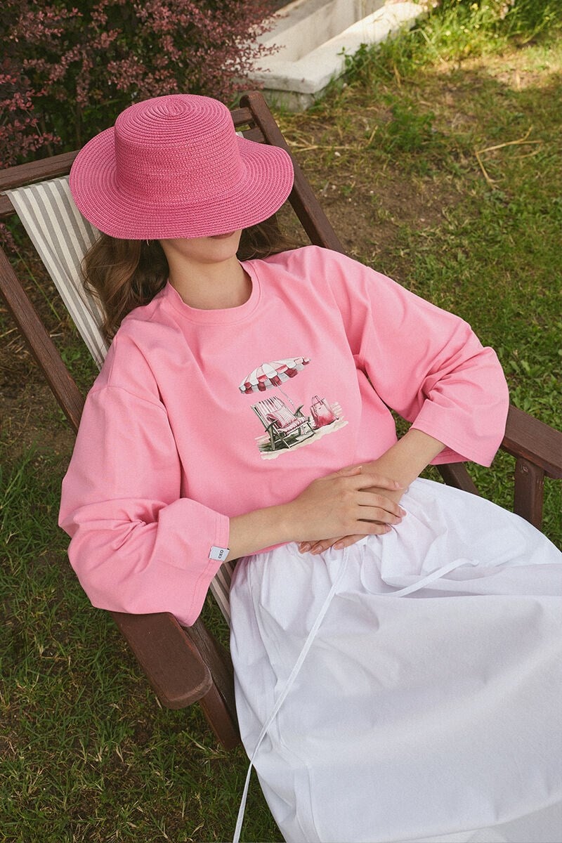 Pembe Plaj Baskılı Body