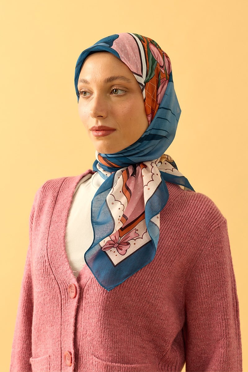 Sarı Kurdele Pamuk Eşarp