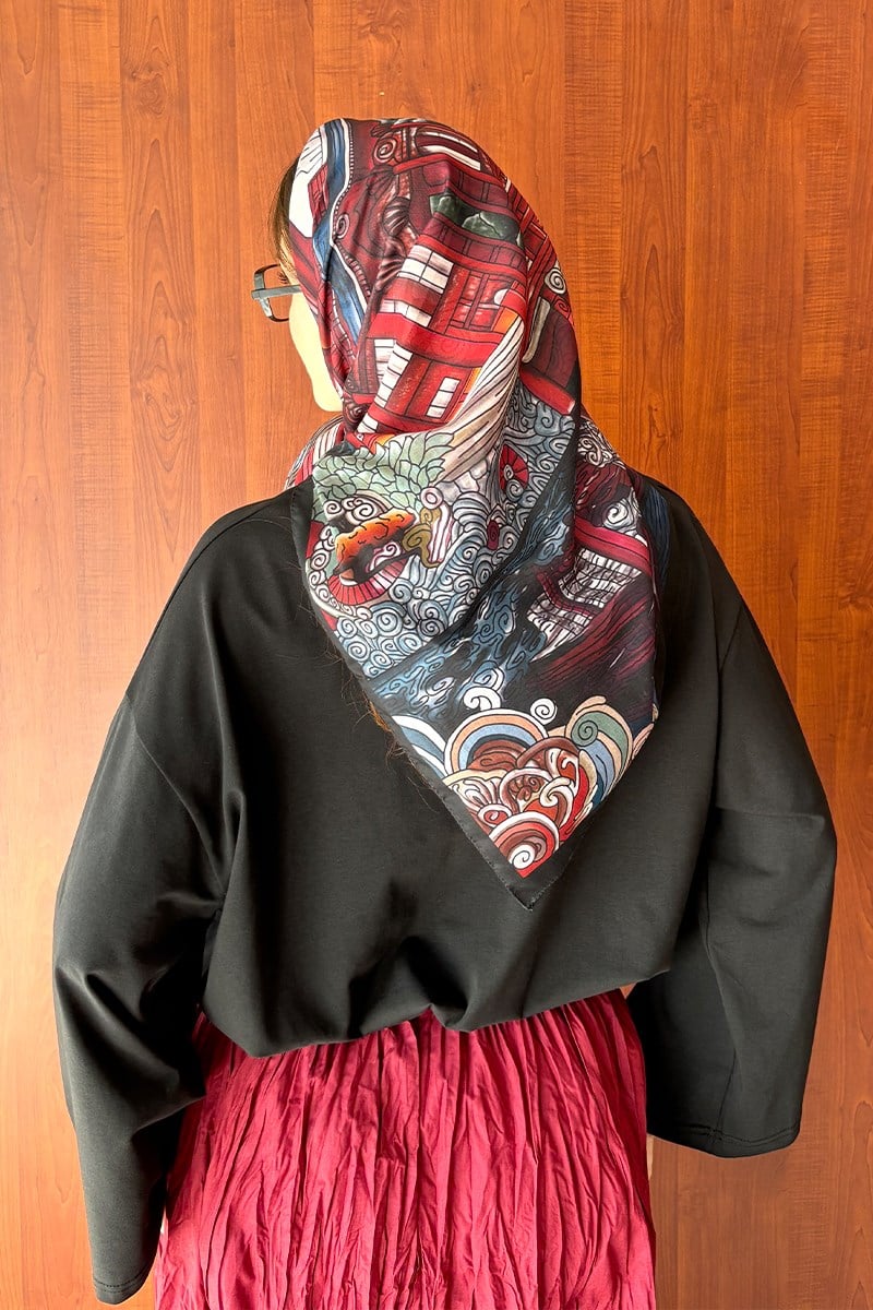 Siyah Japon Masalı Bandana