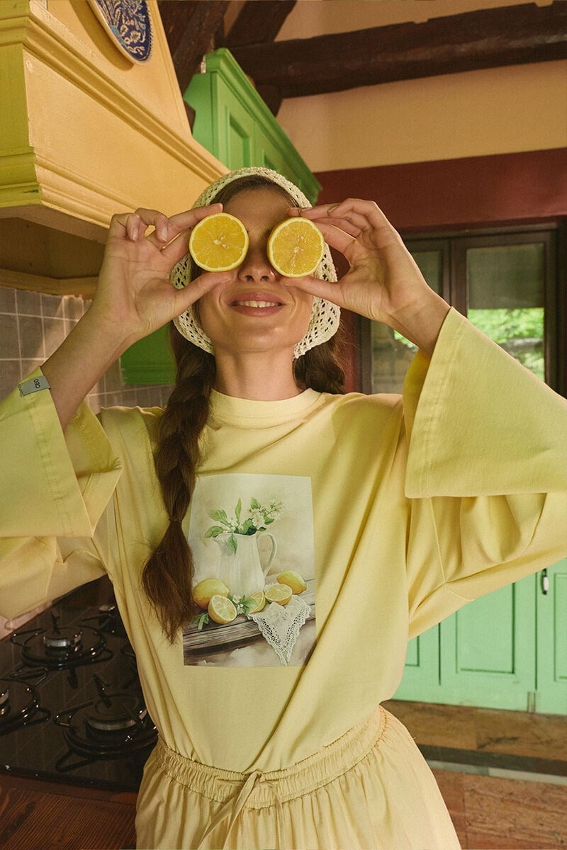 Tereyağ Sarısı Limonata Baskılı Body