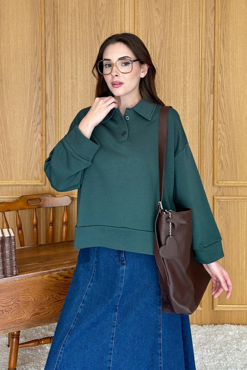 Zümrüt Polo Yaka Crop