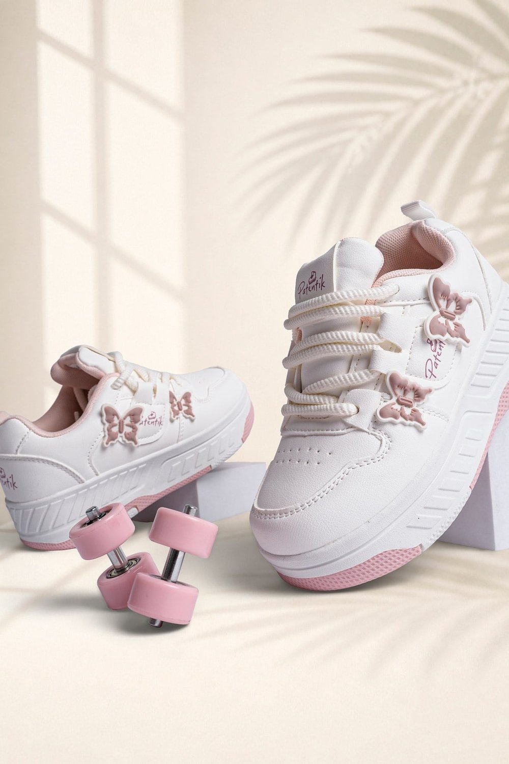 Çocuk Patenli 4 Tekerlekli Beyaz Spor Paten Ayakkabı - Tekerlekli Sneakers SeferiPaten